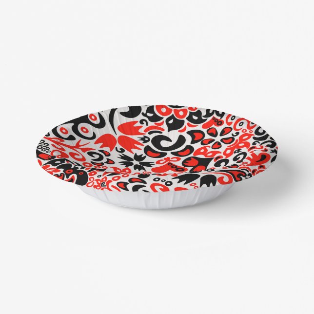 Ukrainian ethnic folk art floral pattern absrtact  paper plate (Angled)