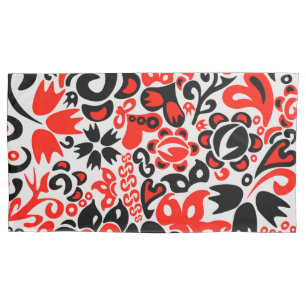 Ukrainian ethnic folk art floral pattern absrtact pillowcase