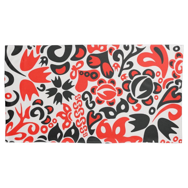 Ukrainian ethnic folk art floral pattern absrtact  pillowcase (Front)