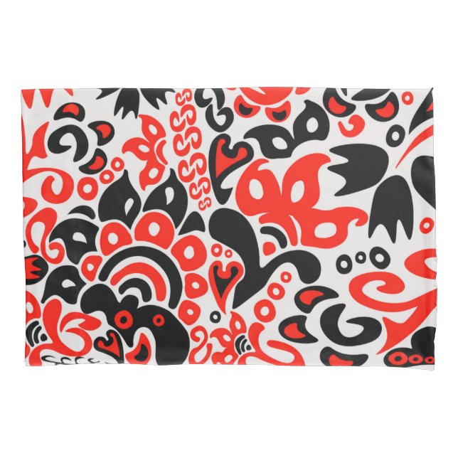 Ukrainian ethnic folk art floral pattern absrtact  pillowcase (Front-Left)