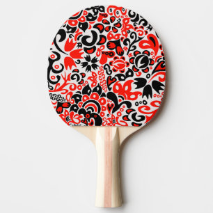Ukrainian ethnic folk art floral pattern absrtact ping pong paddle