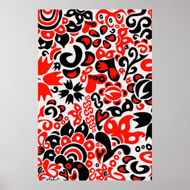 Ukrainian ethnic folk art floral pattern absrtact  poster (Front)