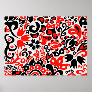 Ukrainian ethnic folk art floral pattern absrtact poster