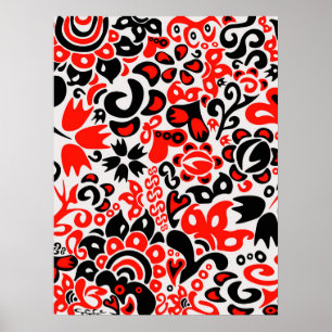 Ukrainian ethnic folk art floral pattern absrtact  poster