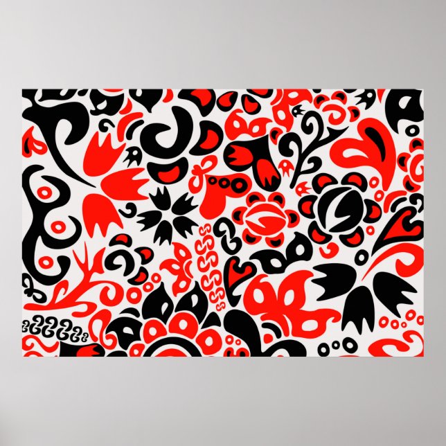 Ukrainian ethnic folk art floral pattern absrtact  poster (Front)