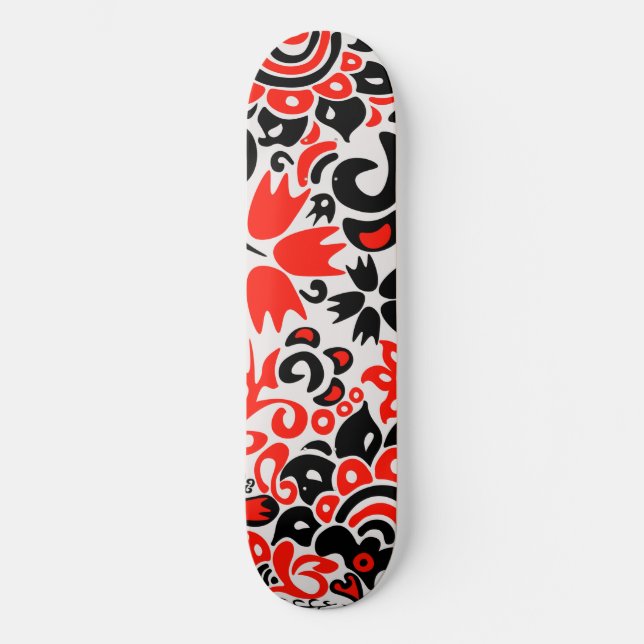 Ukrainian ethnic folk art floral pattern absrtact  skateboard (Front)