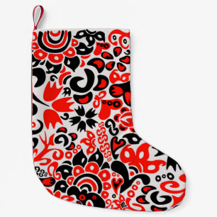 Ukrainian ethnic folk art floral pattern absrtact small christmas stocking