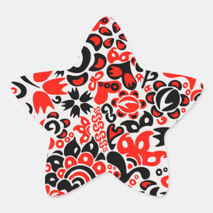 Ukrainian ethnic folk art floral pattern absrtact  star sticker