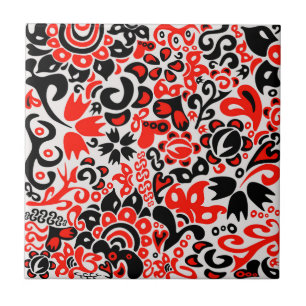 Ukrainian ethnic folk art floral pattern absrtact  tile