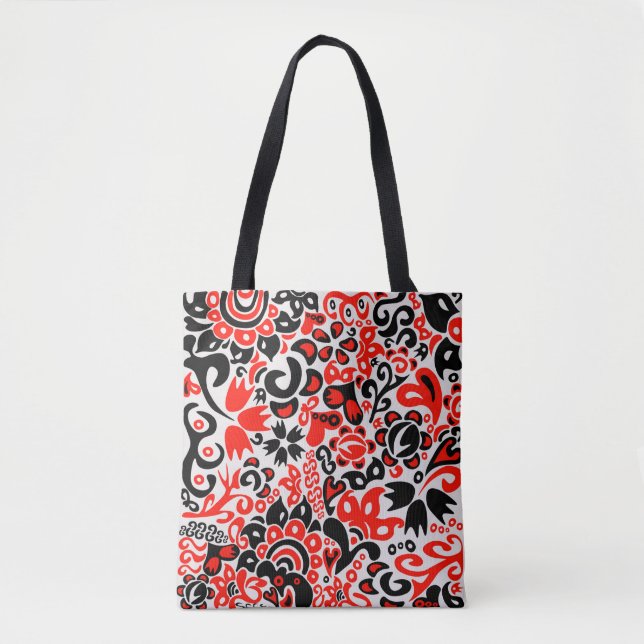 Ukrainian ethnic folk art floral pattern absrtact  tote bag (Front)