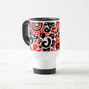Ukrainian ethnic folk art floral pattern absrtact  travel mug