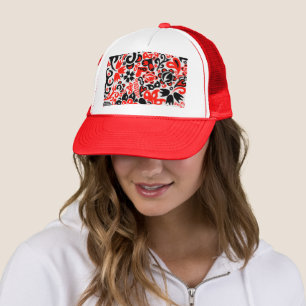 Ukrainian ethnic folk art floral pattern absrtact trucker hat