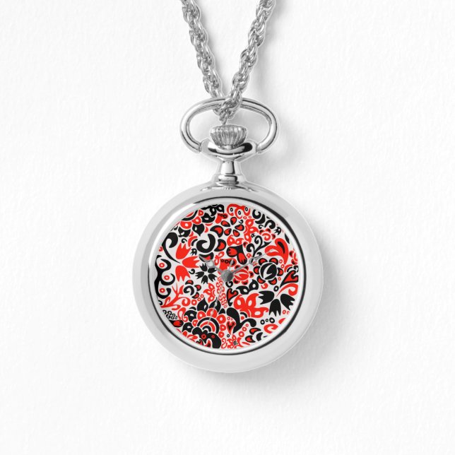 Ukrainian ethnic folk art floral pattern absrtact  watch (Front)