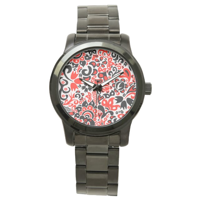Ukrainian ethnic folk art floral pattern absrtact  watch (Front)