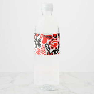 Ukrainian ethnic folk art floral pattern absrtact water bottle label