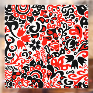Ukrainian ethnic folk art floral pattern absrtact  window cling