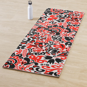 Ukrainian ethnic folk art floral pattern absrtact  yoga mat