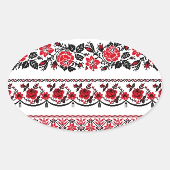 UKrainian ethnic pattern Oval Sticker (Front)