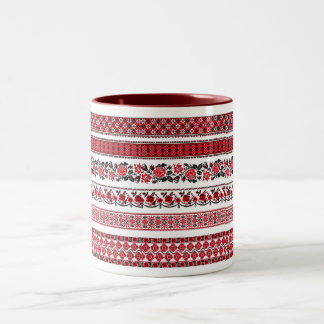 UKrainian ethnic pattern Two-Tone Coffee Mug