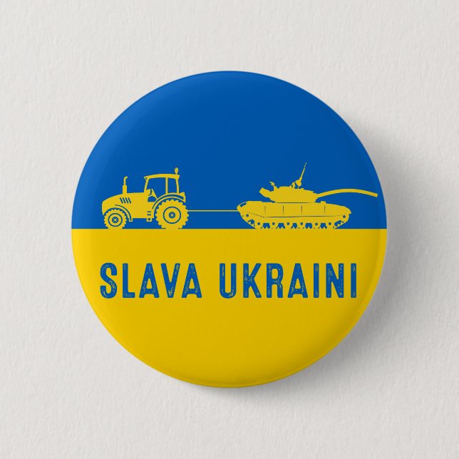 Ukrainian farmer steals tank towing Russia tank Bu 6 Cm Round Badge (Front)
