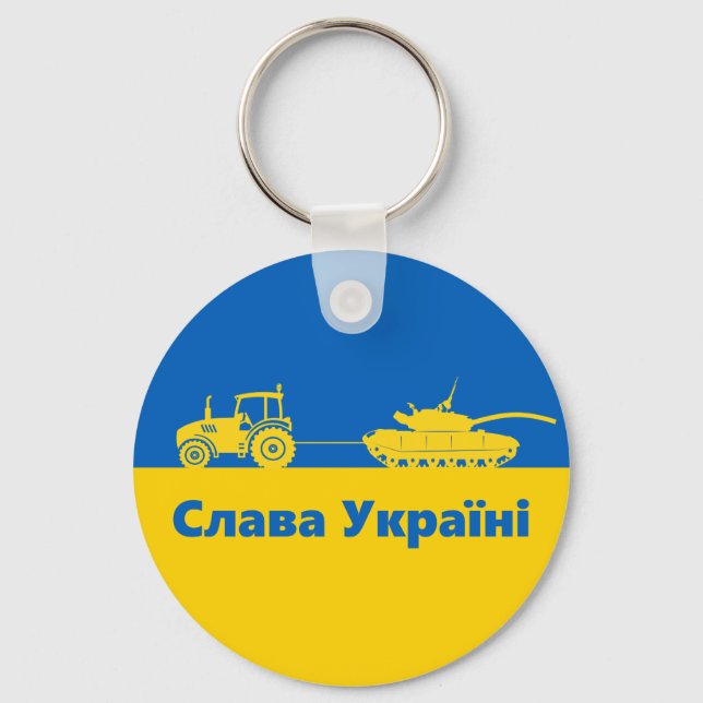 Ukrainian farmer steals tank towing Russia tank Ke Key Ring (Front)