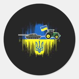 Ukrainian Farmer Steals Tank Ukraine Flag Tryzub F Classic Round Sticker