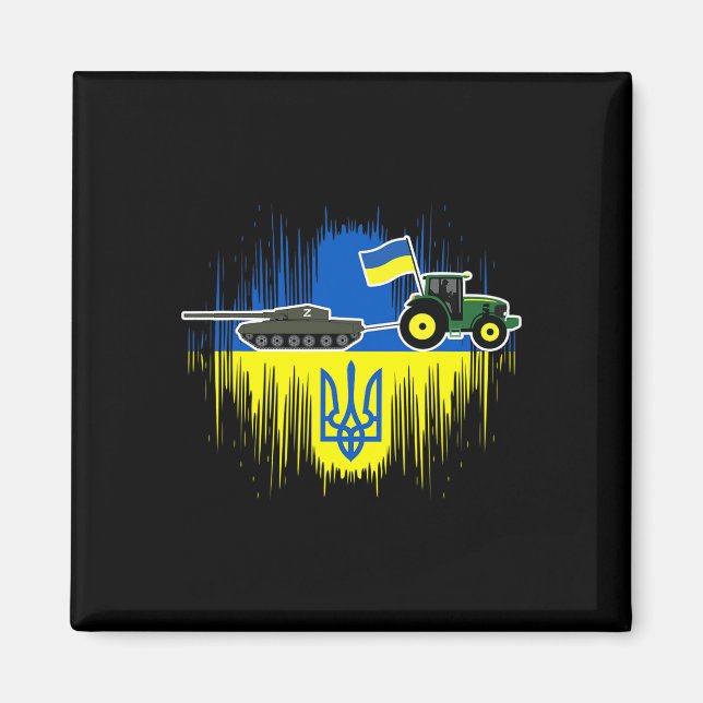 Ukrainian Farmer Steals Tank Ukraine Flag Tryzub F Magnet (Front)
