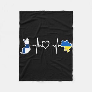 Ukrainian Finnish Flag - Ukraine Finland Heartbeat Fleece Blanket