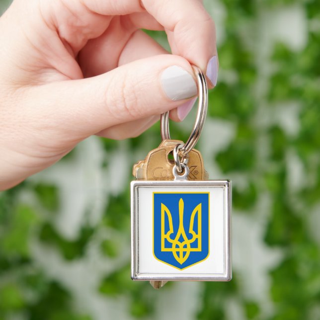 Ukrainian flag and coat of arms. Ukraine Key Ring (Hand)