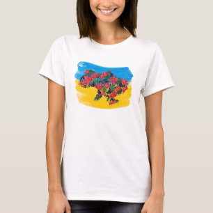 Ukrainian flag and map of viburnum berries T-Shirt