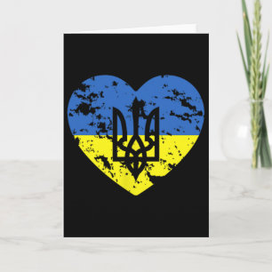 Ukrainian Flag And Tryzub Heart Shaped Support Ukr Card