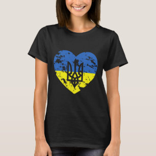 Ukrainian Flag And Tryzub Heart Shaped Support Ukr T-Shirt