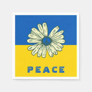 Ukrainian Flag Blue Yellow Peace Sunflower Napkin