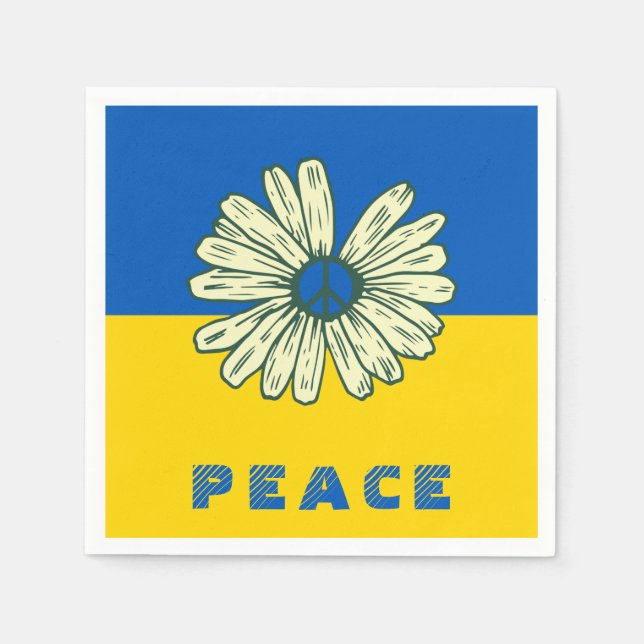 Ukrainian Flag Blue Yellow Peace Sunflower   Napkin (Front)