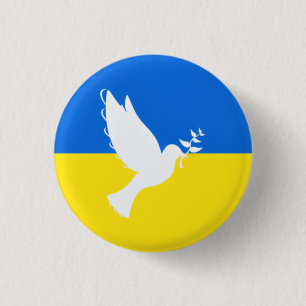 Ukrainian Flag Button Peace Dove Freedom Ukraine