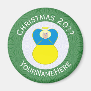 Ukrainian Flag Christmas Angel Personalised Magnet
