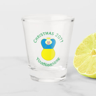 Ukrainian Flag Christmas Angel Personalised Shot Glass