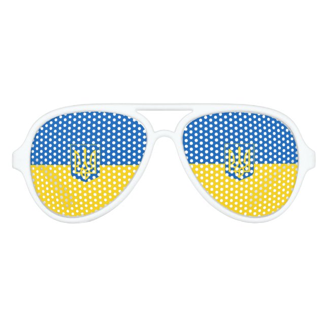 Ukrainian flag-Coat of arms Aviator Sunglasses (Front)