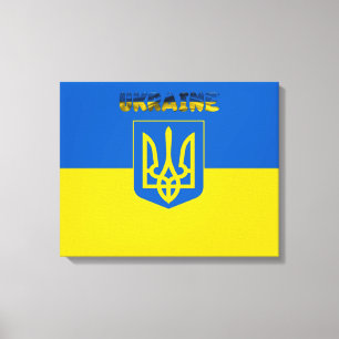 Ukrainian flag-Coat of arms Canvas Print