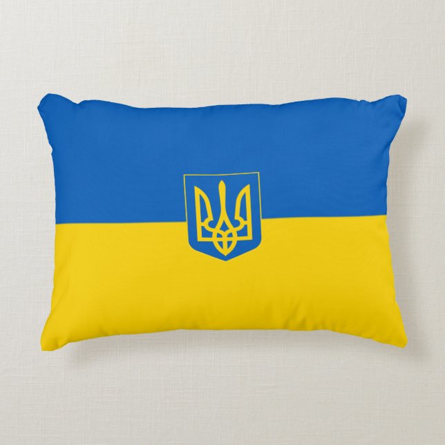 Ukrainian flag-Coat of arms Decorative Cushion (Front)
