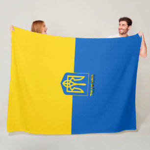 Ukrainian flag-coat of arms fleece blanket