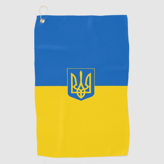 Ukrainian flag-Coat of arms Golf Towel (Front)