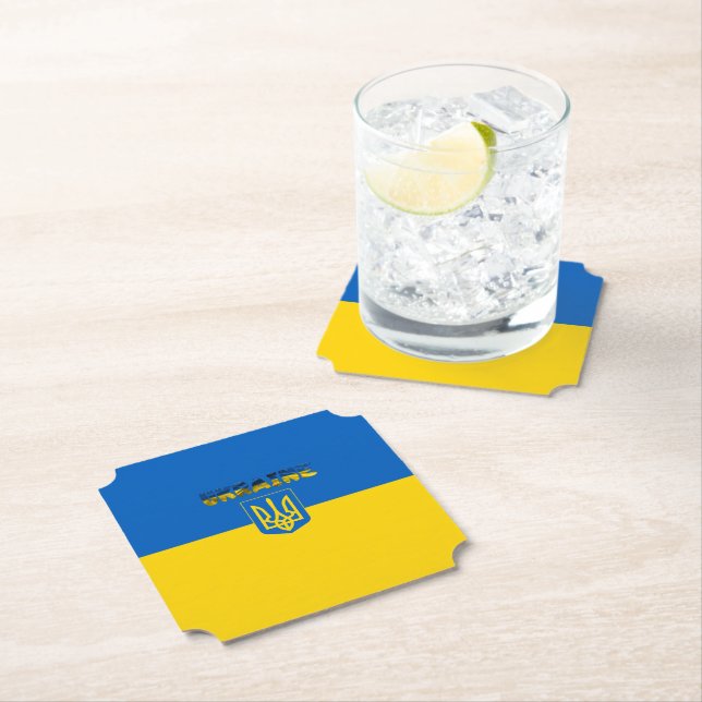 Ukrainian flag-Coat of arms Paper Coaster (Insitu)