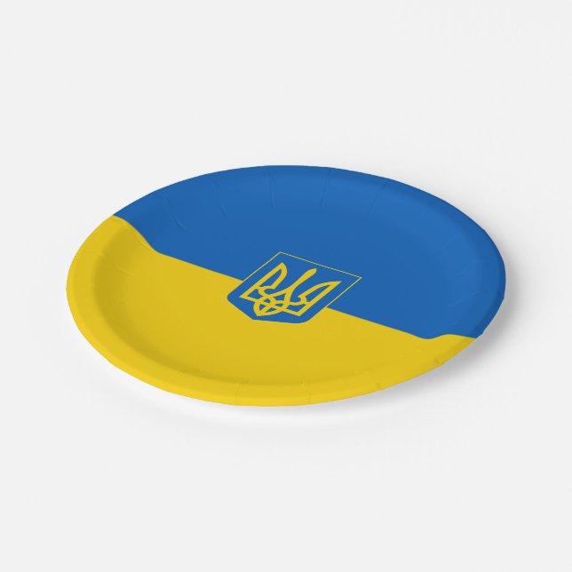 Ukrainian flag-Coat of arms Paper Plate (Angled)