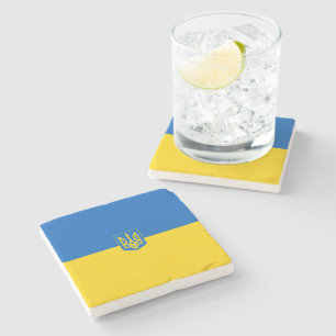 Ukrainian flag-Coat of arms Stone Coaster