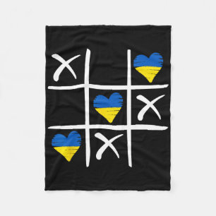 Ukrainian Flag Coloured Hearts Fleece Blanket