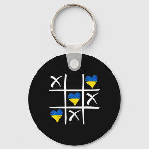 Ukrainian Flag Coloured Hearts Key Ring