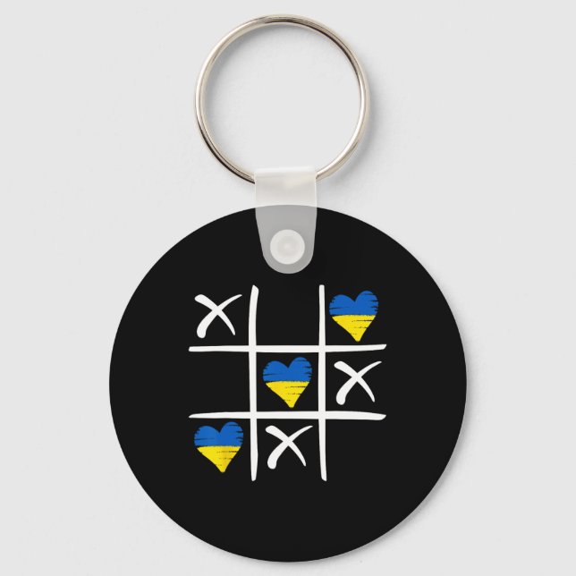 Ukrainian Flag Coloured Hearts  Key Ring (Front)