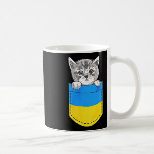 Ukrainian Flag Cute Cat In The Pocket Ukraine Gift Coffee Mug