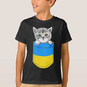 Ukrainian Flag Cute Cat In The Pocket Ukraine Gift T-Shirt